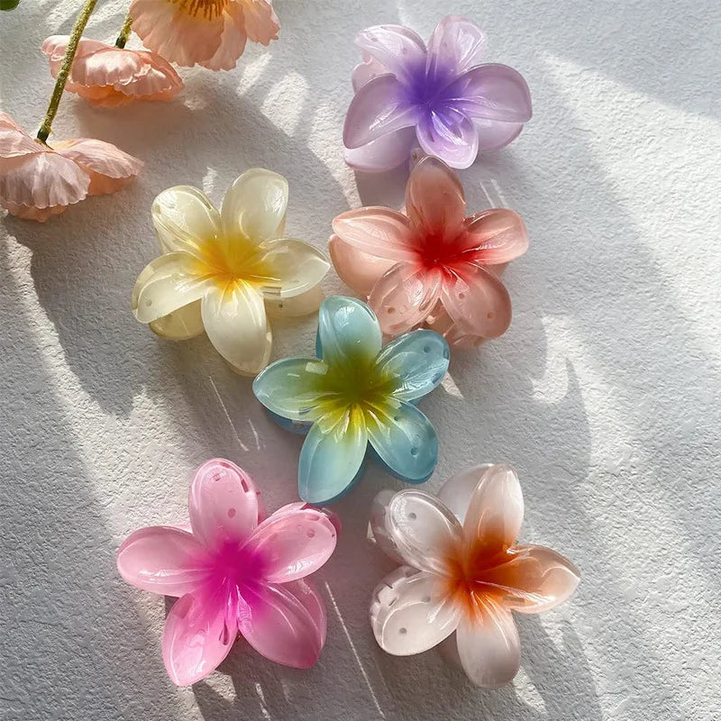 Bohemian Flower Hair Claw Clip For Women Sweet Floral Hair Claws Crab Clamp Barrettes Hawaiian Headwear Beach Accessories Girl