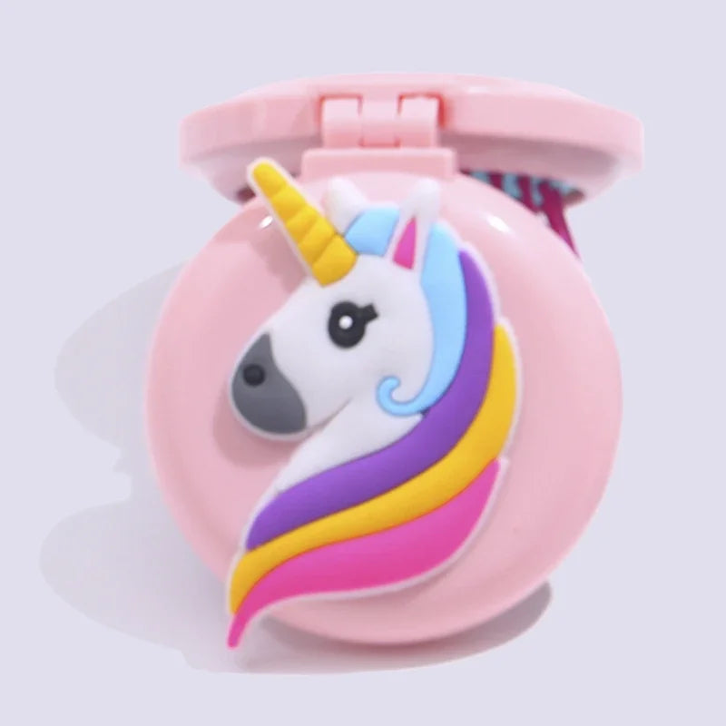 Cute Rainbow Cartoon Air Bag Comb Women Mini Portable Folding Hair Brush with Mirror Head Massager Cushion Pocket Styling Tools