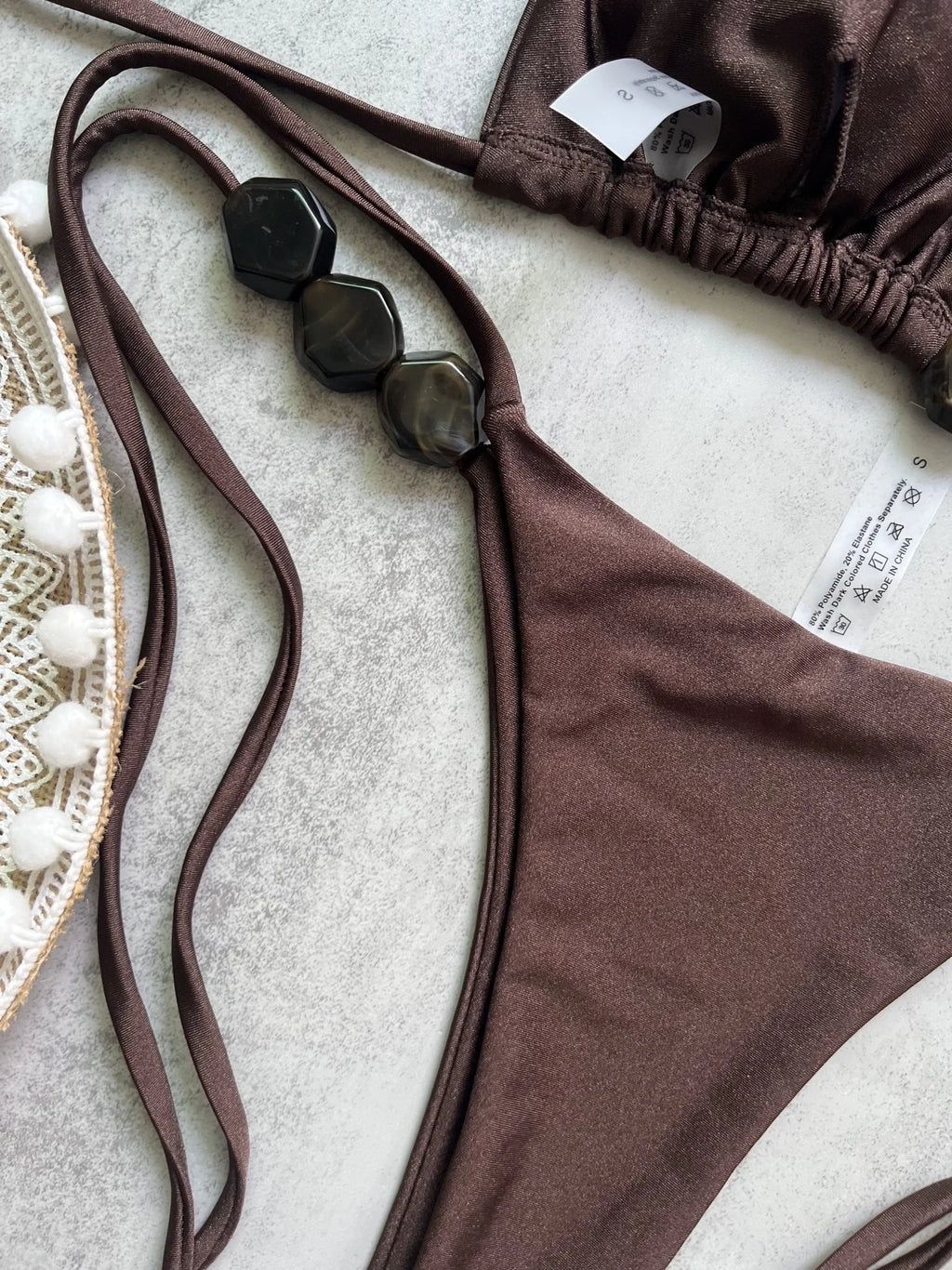 2026 Sexy Bead Bikini Swimwear Women Halter Bikini Swimsuit Beach Halter V Neck Bikini Set Beachwear Summer Bathing Suit