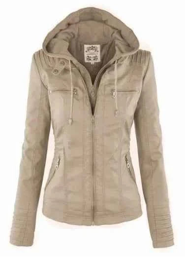Gothic Faux Leather Jacket Women Coat 2025 Hoodies Winter Autumn Motorcycle Jacket Black Outerwear Leather PU Basic Jacket Coat