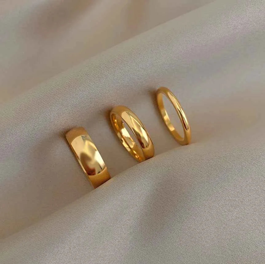 Tarnish Free 2mm 4mm 6mm Stainless Steel 18K Gold Plated Silver Color Knuckle Rings For Lady Minimalist Gold Rings For Women