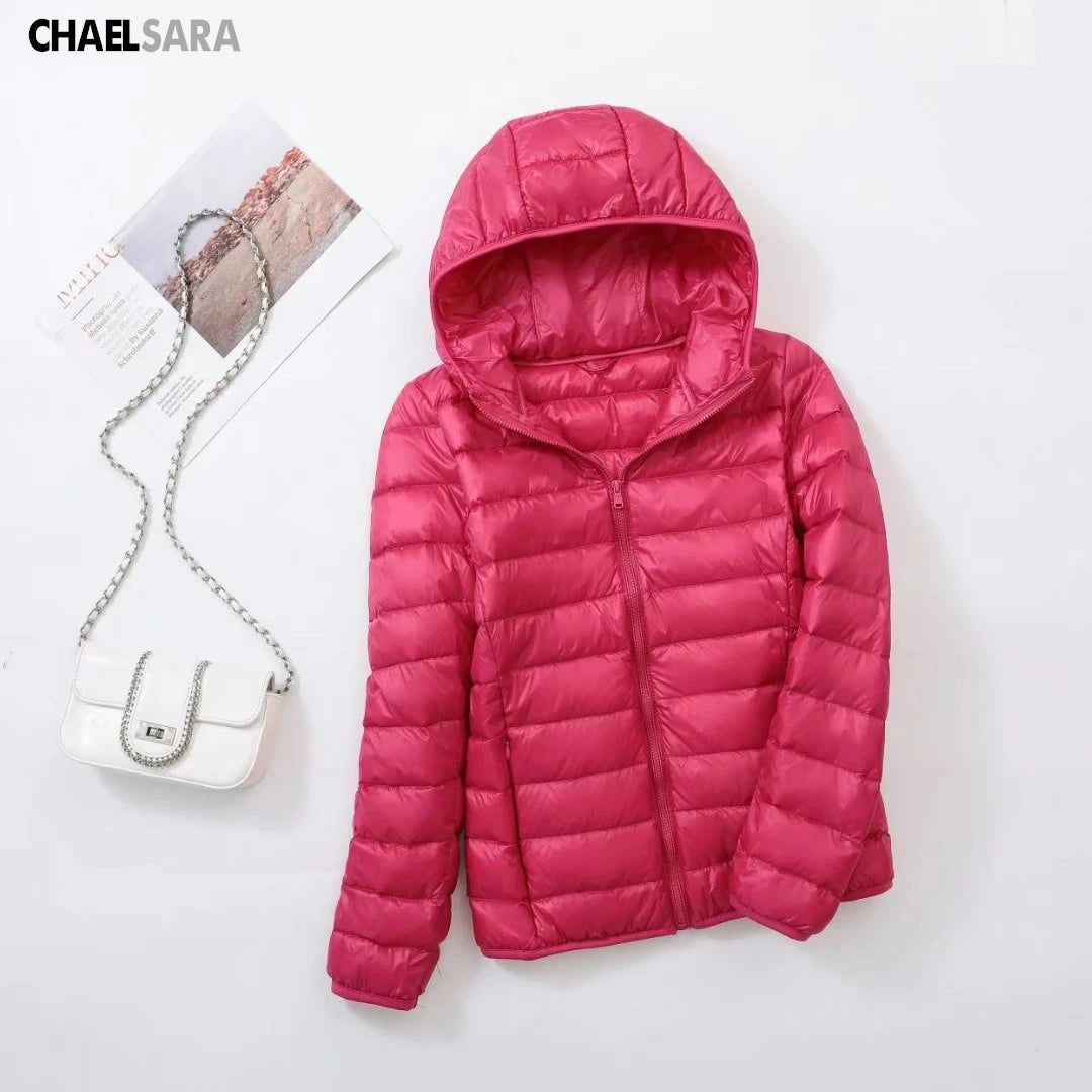 Ultra Light White Duck Down Jacket for Women, Warm Coat for Lady, Female Hooded Parka, Plus Size, 7XL, Autumn and Winter 2024