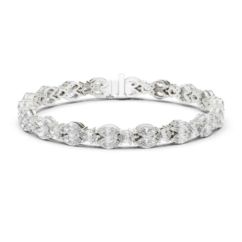 18Kt White Gold Pear Marquise Diamond Bracelet 54 Stones 9.029Ct High Jewelry Luxury Designer Statement Bridal Party Wear Luxe