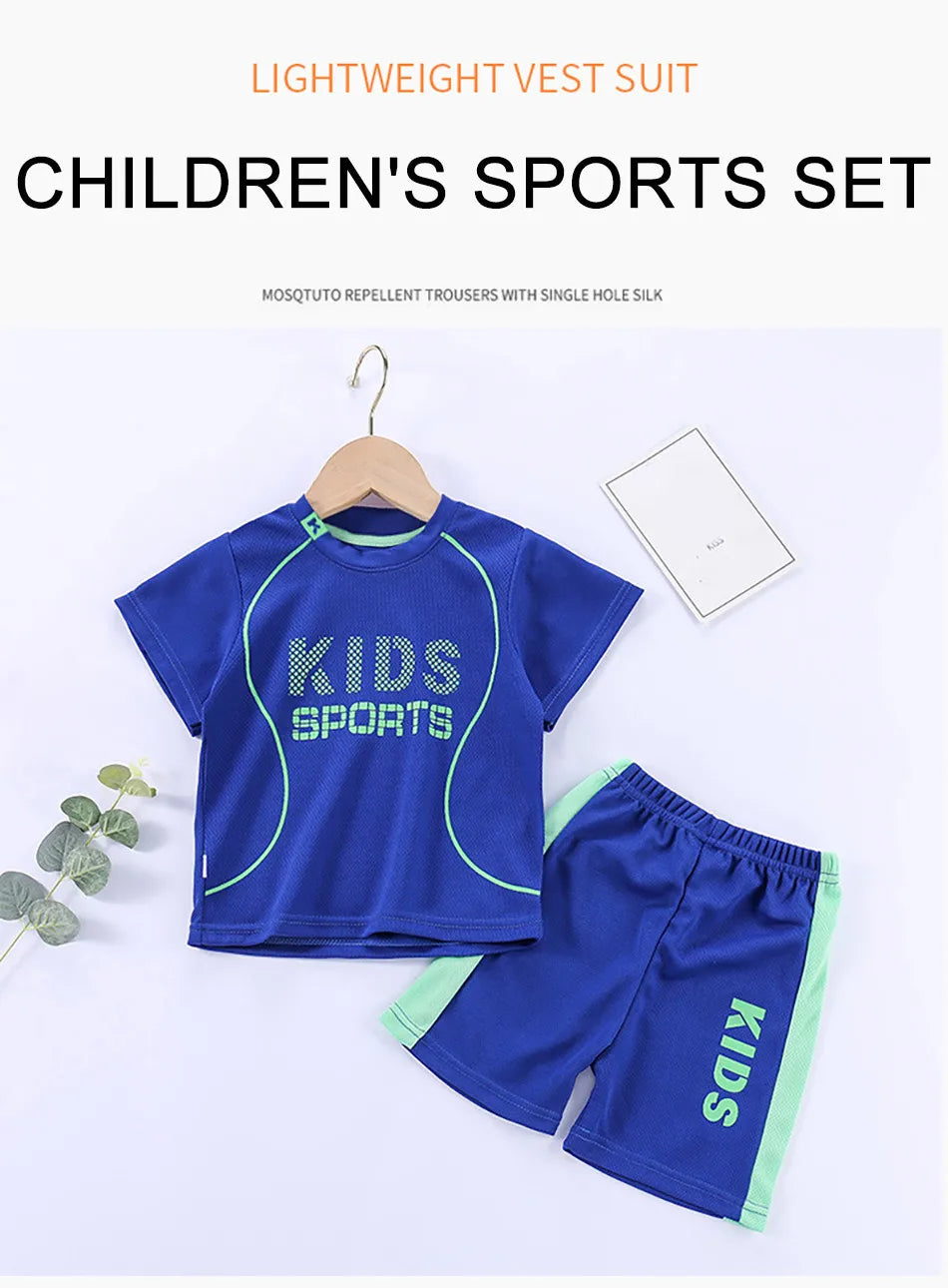 Baby T Shirt Shorts Boy Girl Summer Quick Drying Tops Bottoms Kids 2 Pcs Clothing Set Children Sleepwear Football Sport Clothes