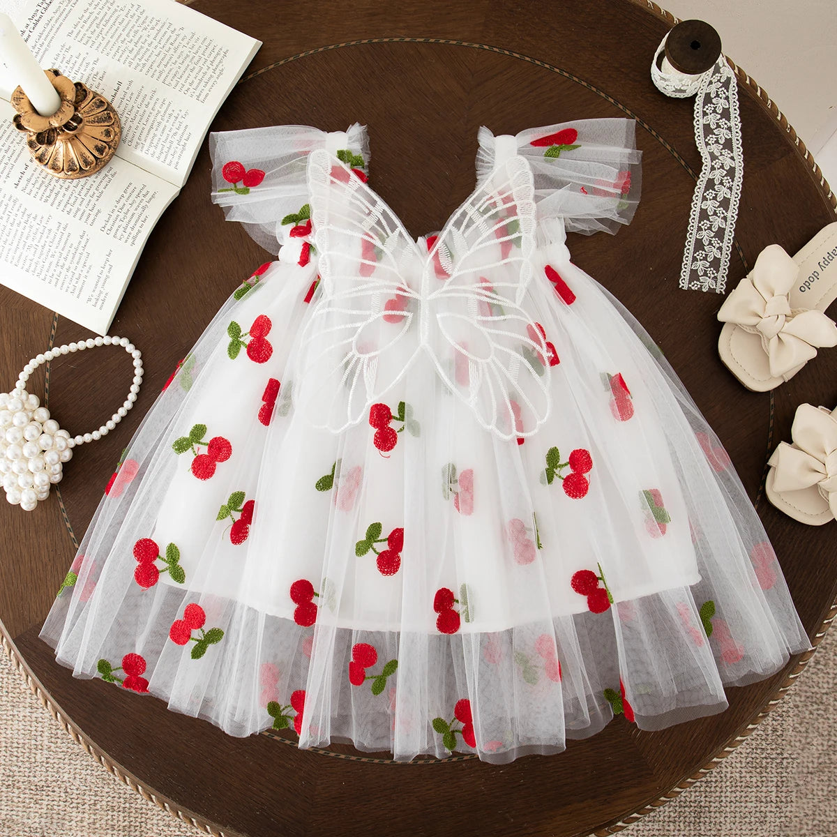 Girls' Dress Summer Floral Mesh Baby Girls Dress Adorable Wedding Flower Girl Dress Baby Girl Clothe