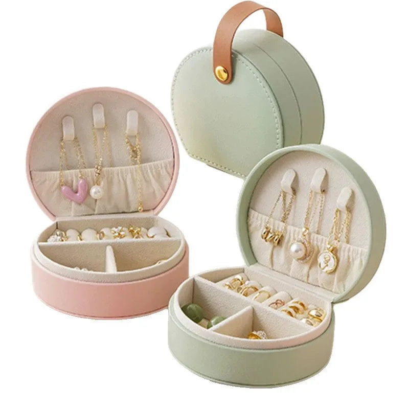 Mini Jewelry Organizer Display Travel Jewelry Case Boxes Earrings Necklace Ring Portable Handbag Jewelry Box Leather Storage