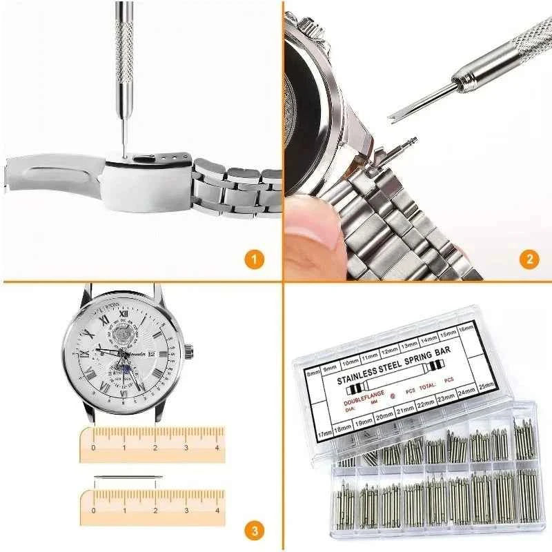 270pcs/set Strainless Steel Spring Bars Dia 1.5mm length8mm - 25mm/ Watchband Strap Belt Watch Repair Tools Pin