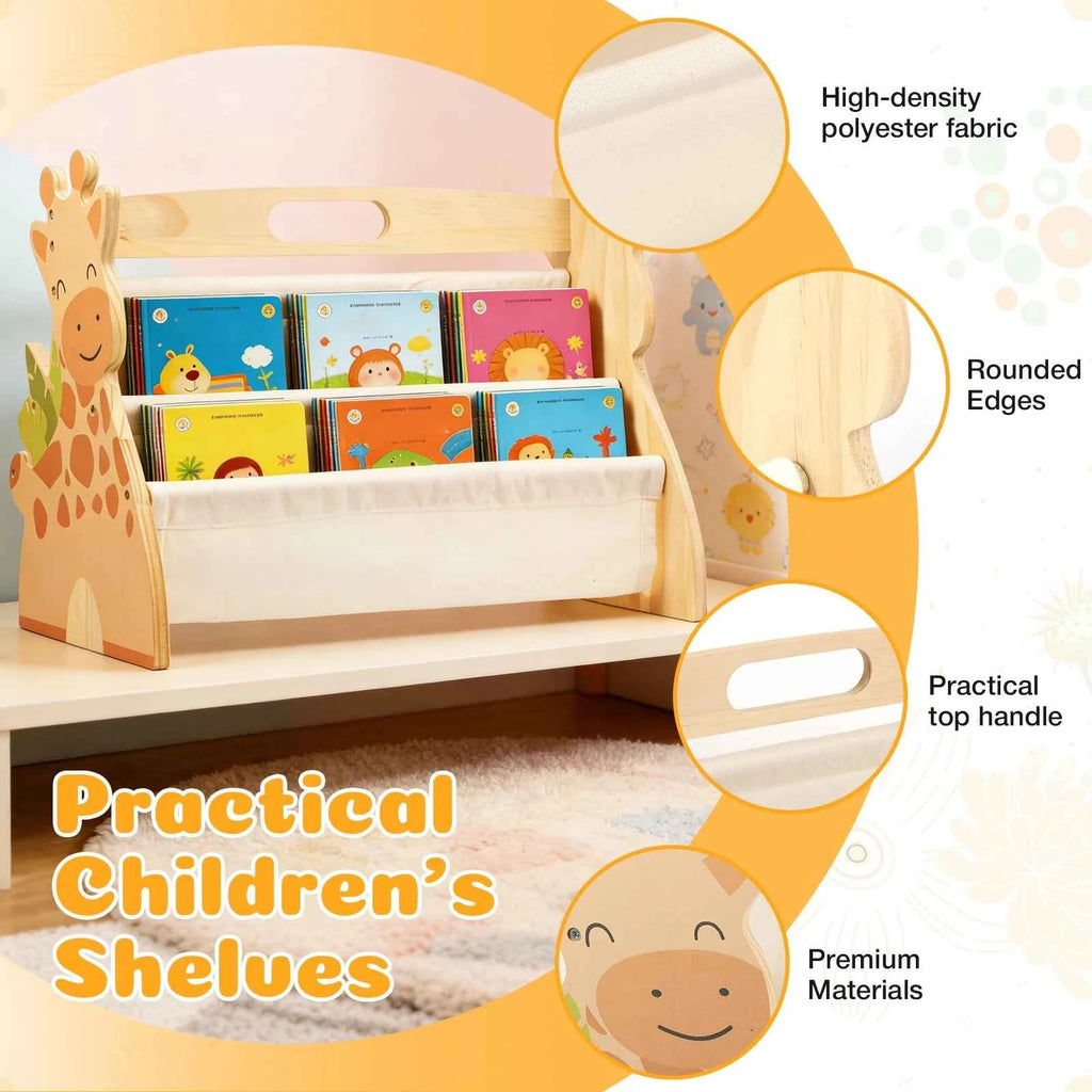 2 Tier Baby Bookshelf Double Sided Storage Montessori Wood Book Rack for Baby Nursery Room Playroom Classroom and Bedroom Decor