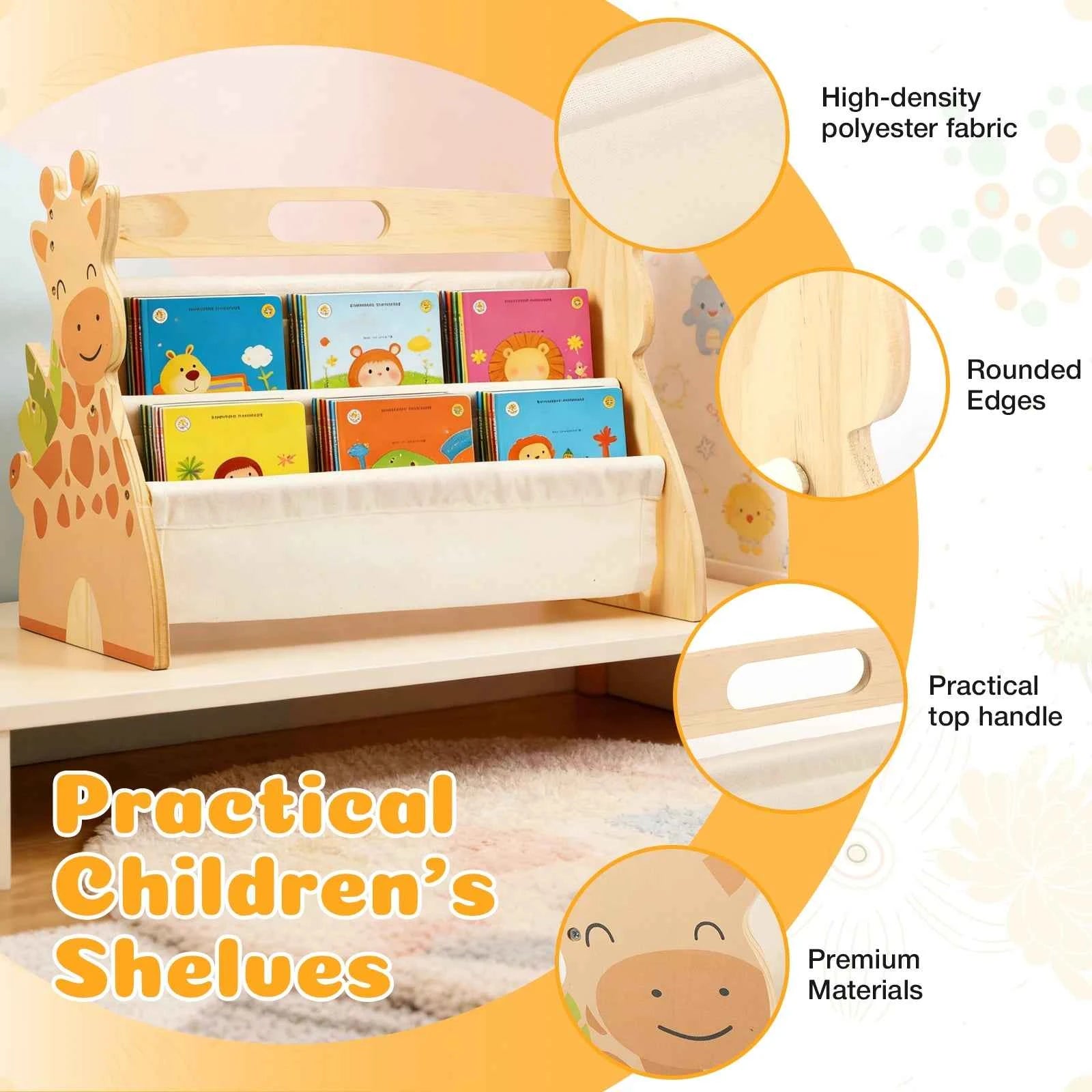 2 Tier Baby Bookshelf Double Sided Storage Montessori Wood Book Rack for Baby Nursery Room Playroom Classroom and Bedroom Decor