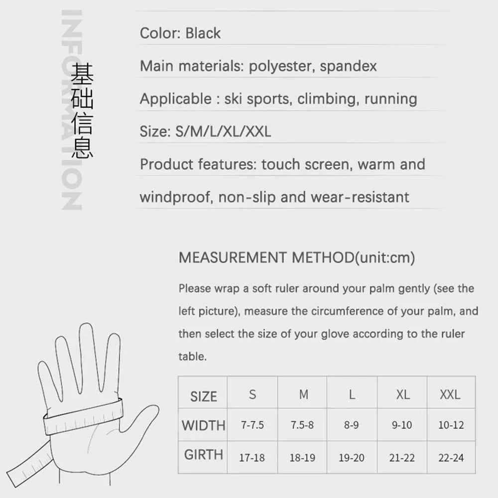 Winter Warm Gloves Men Women Touchscreen Waterproof Cycle Gloves Male Outdoor Sports Plus Velvet Motorcycle Running Ski Glove