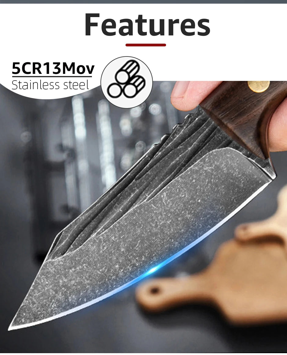 Handmade Forged Knife 4inch High Carbon Steel Mongolia Paring Knife Boning Knifes  Meat Cleaver Butcher Knife Chef Knife