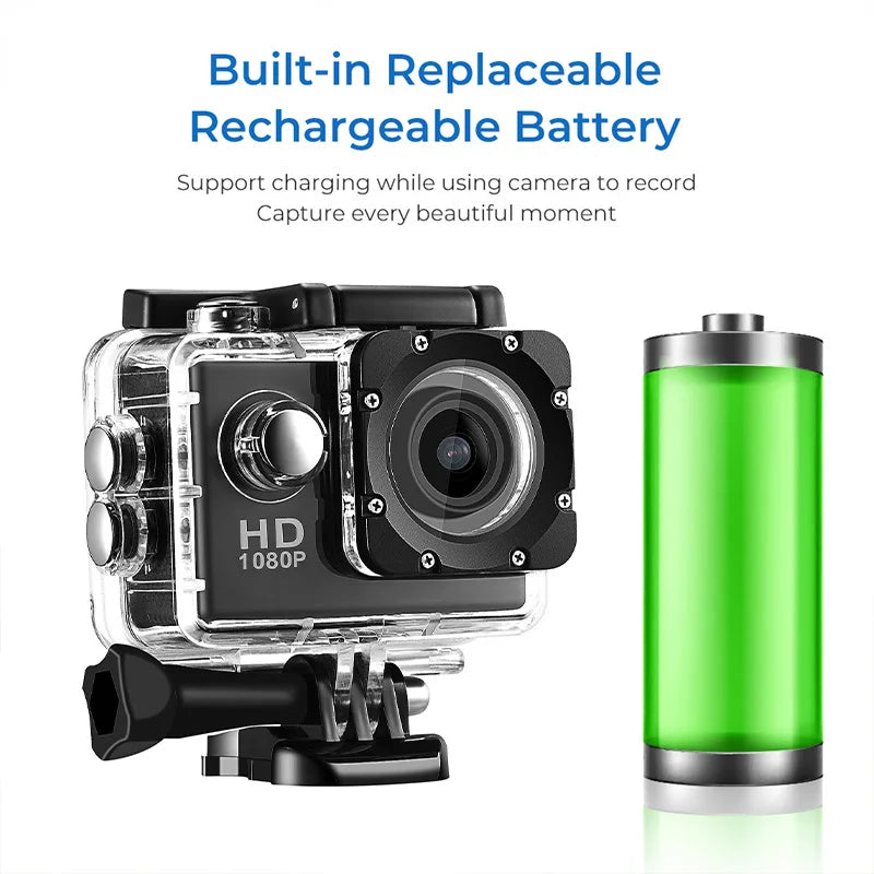 Waterproof HD Action Camera For Helmet & Outdoor Sports