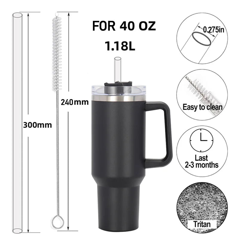 30cm Straight Drinking Straws Vacuum Tumbler Themos Cup Bottle Replacement Straw with Brush Suitable for Stanley 18-40oz