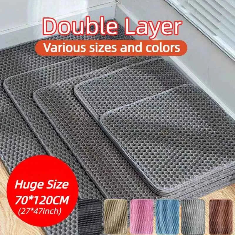 Cat Litter Mat Double Layer Pet Non Slip Big Pet Litter Box Filter MatWear Resistant Waterproof Anti-slip Cat Litter Mat