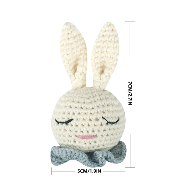Crochet Animal Baby Pacifier Clip Accessories Handmade Knitted Bunny Teether Beads Newborn Nipple Clip Dummy Soother Holder Toy