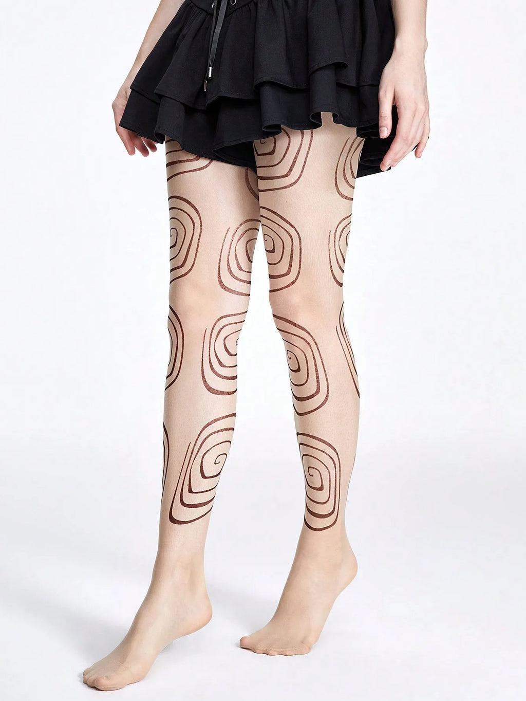 1 Fashionable and Sexy Circle Printed Silk Stocking, Women's Anti Hook Silk Stocking Pantyhose