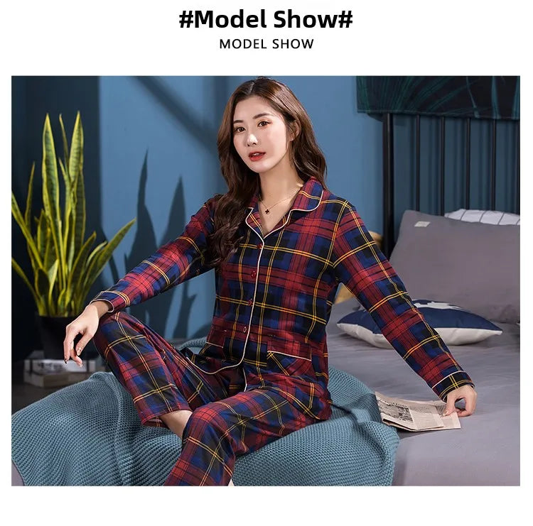 100% Pure Cotton Long Sleeve Sleepwear Set for Elderly Women Spring Summer Autumn Home Clothes Outwear Comfortable Home Suit