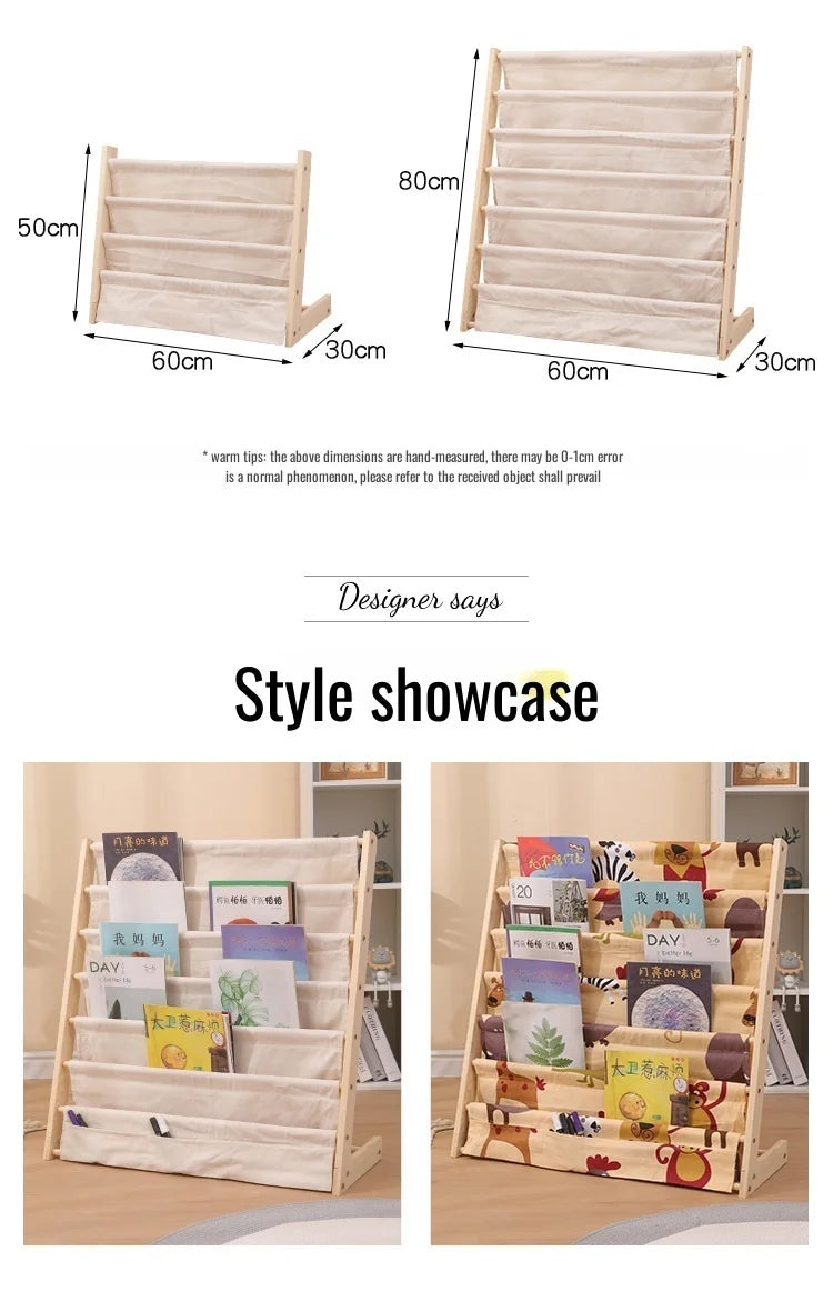 Home Multitier Solid Wood Reading Bookshelf Removable Floor Storage Bookshelf Children's Picture Book Organizer Storage Bookcase