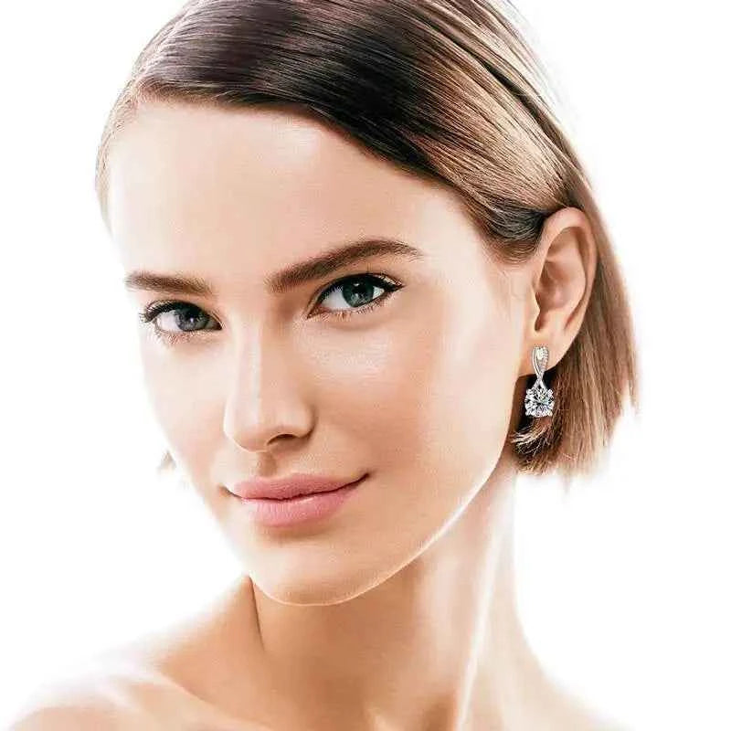 Taoyu D2.0CT Moissanite Drop Hie Earrings Real Silver Women Gold Plated Hoops Infinite Earring Certified Wedding Jewelry