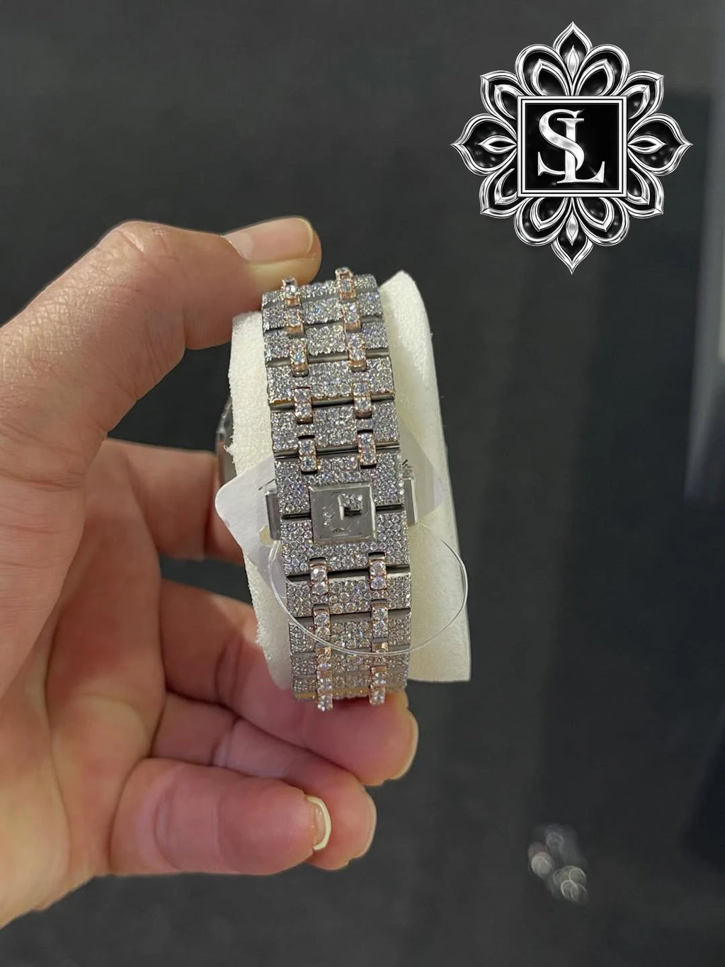 Hand-Set Moissanite Diamond Watch | Gold Plated Luxury Men's Hip Hop Jewelry Wholesale Iced Out Two-Tone Watch |