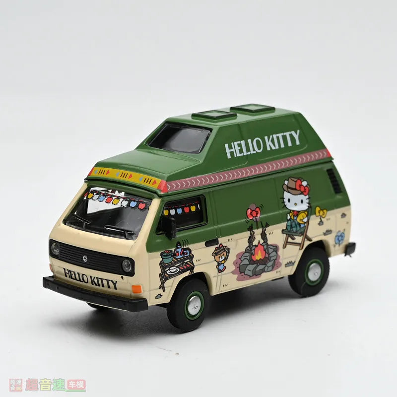 TW 1:64 Volkswagen T3 Van Camping - A realistic static alloy car model, a gift for boys and a collectible display item.