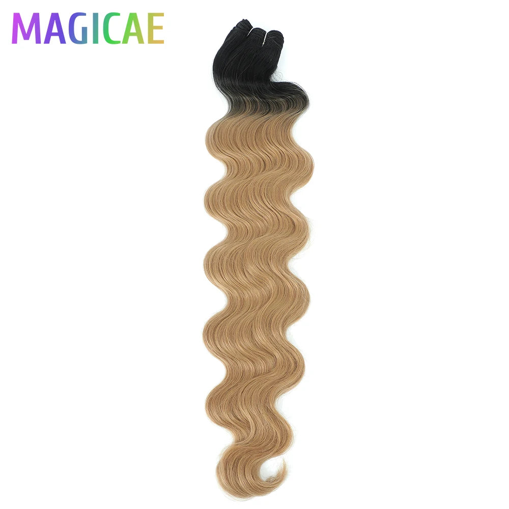 Magicae 30Inches 200G Piano Blonde SP12/16/613 Ombre Brown 6# Body Wave Bundles High Temperature Synthetic Hair Extensions