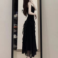 Design Style Small Black Dress Women's Summer Waist Wrap Show Thin Super y2k formal occasion vestidos 2023 women dress