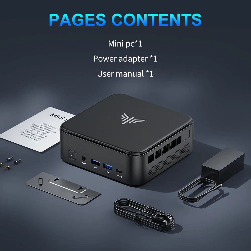 NIPOGI Mini PC with AMD Ryzen 7 7735HS 16GB DDR4 512GB M.2 SSD Mini Gaming PC with USB Type-C Supports Triple 4K Display