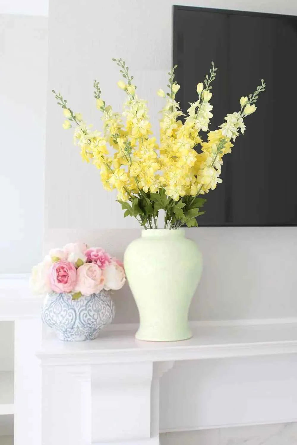 YeeNanee 6pcs Blue Delphinium Artificial Flowers Long Stem Larkspur for Wedding Centerpieces Floral Arrangements Home Vase Decor