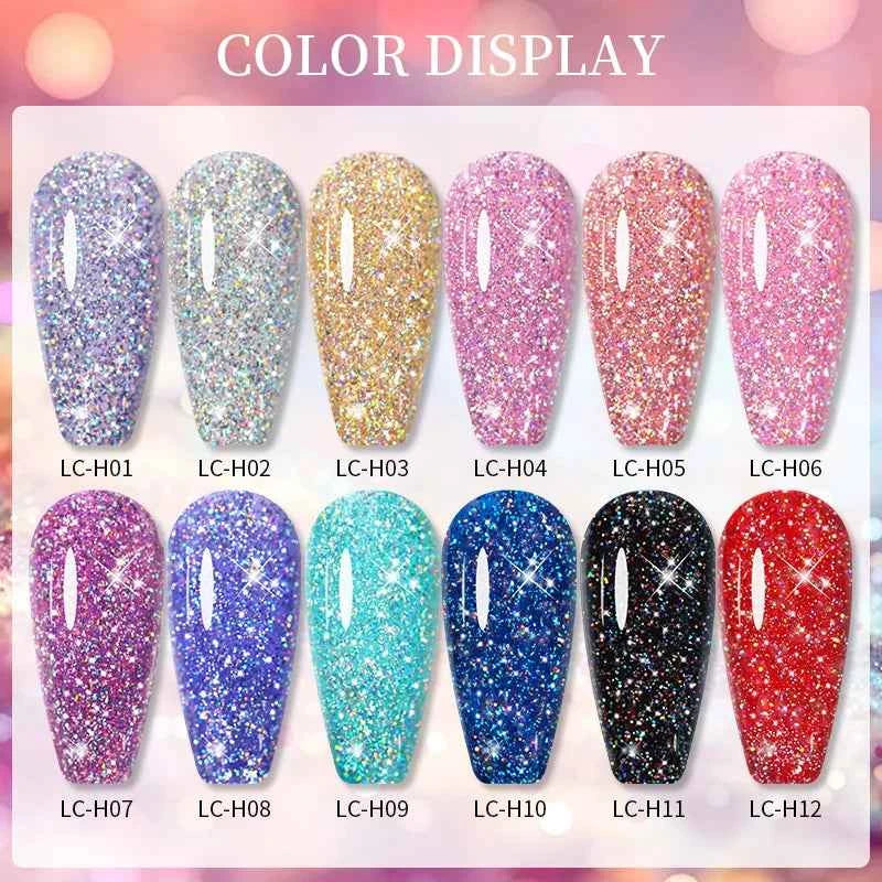 LILYCUTE 7ml Colorful Glitter Gel Nail Polish Spring Color Sparkling Sequins Soak Off UV LED Varnish Nail Art Decoration