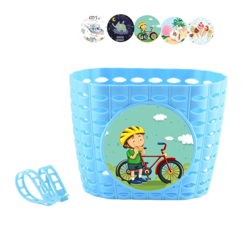 Kids Bike Basket for Boy Girl Front Bicylcles Handlebars Waterproof Basket with Fastens Strap Teen Small Bike Basket