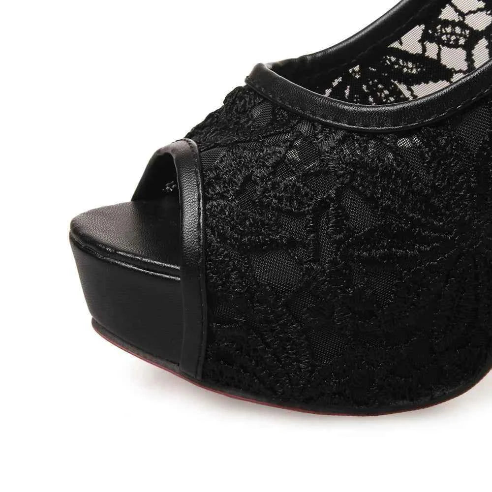 Lace Wedding Shoes Woman Peep Toe High Heels Women Shoes Platform Heels Summer Pumps Women Shoes High Heel Sandals tacones mujer