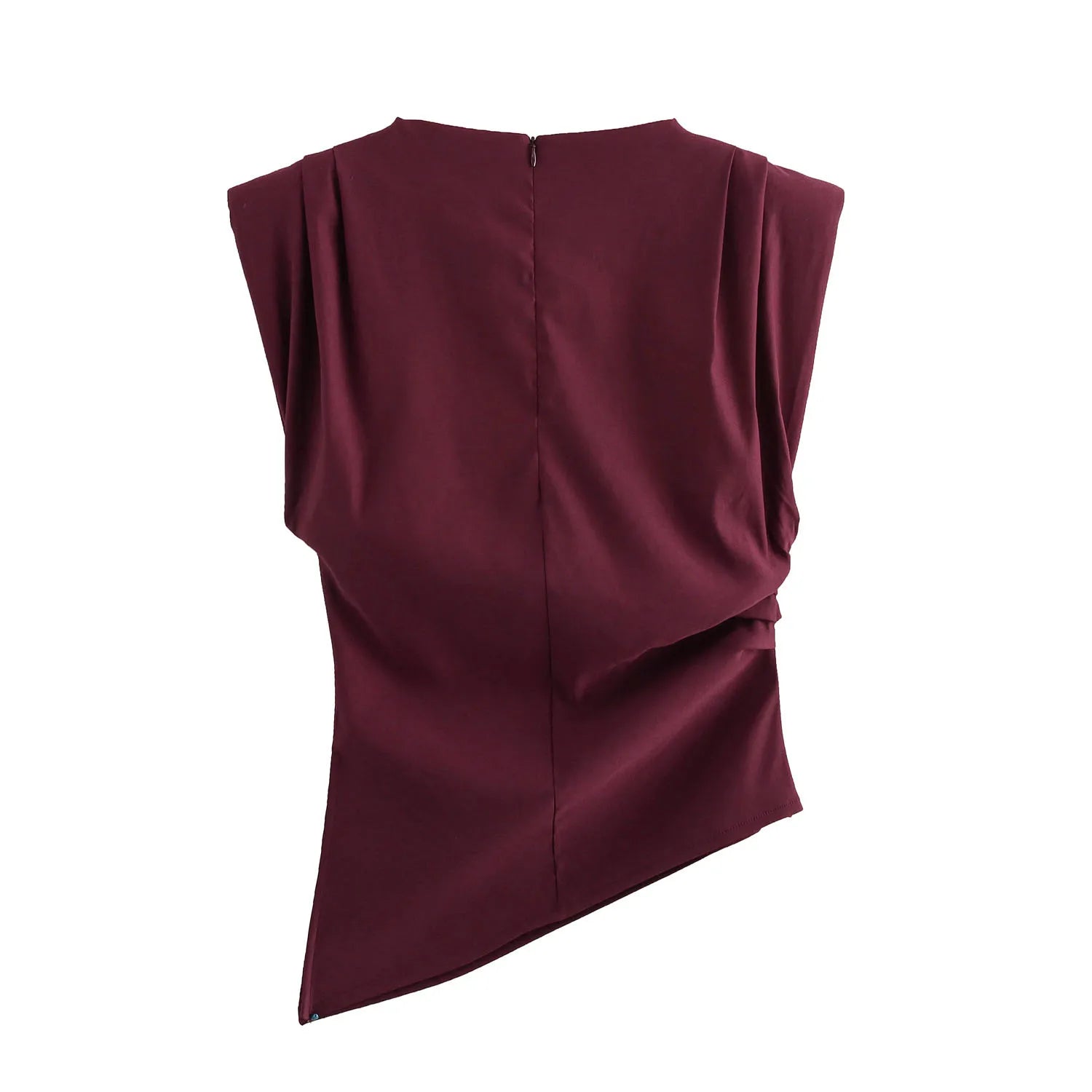 Fashion Shoulderless Top European American Style Simple Pleated Decorative New Top