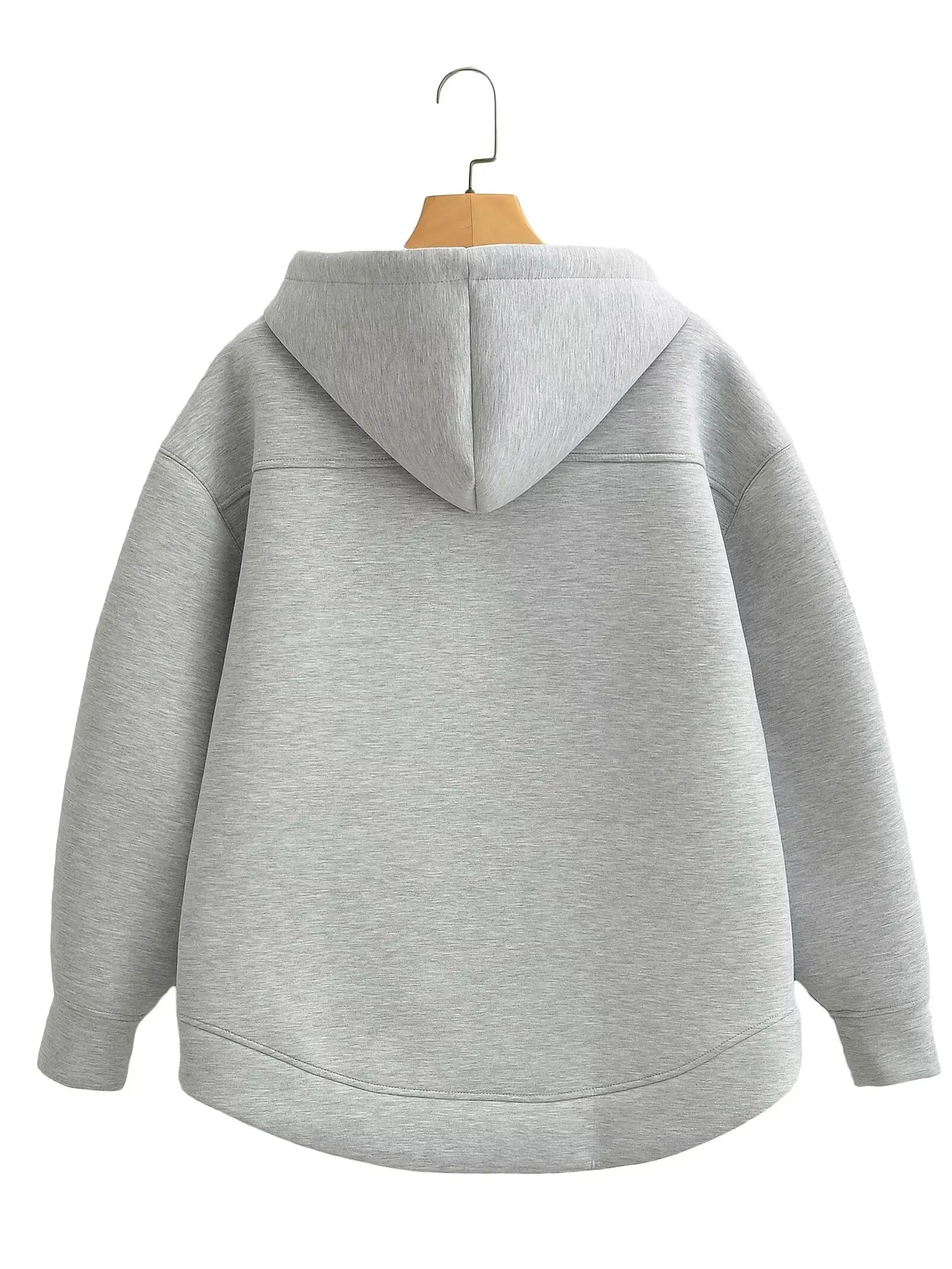 HH Winter New Women's Zipper Hoodie Coat High Street Double Pockets Jakcet Oversize Loose Sweatshirts Outerwear Top