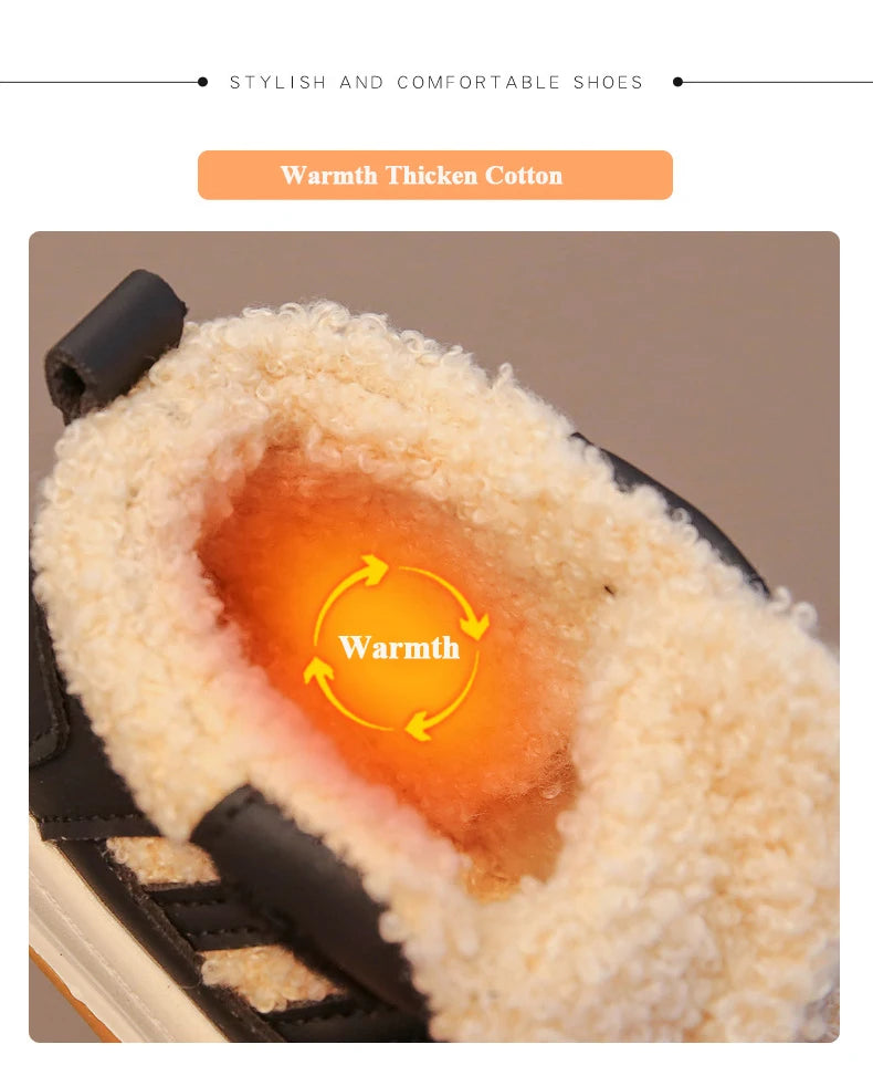 Girls Cotton Shoes Children Plush Thickened Anti-skid Shoes Boys Warm Sports Shoes Baby Soft Comfortable Winter Sneakers