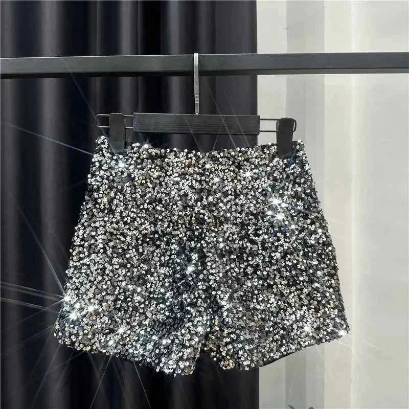 New Autumn Black Velvet Shorts Women Sequined Shiny Versatile Short Pants Clubwear Shorts Hot Pants High Street