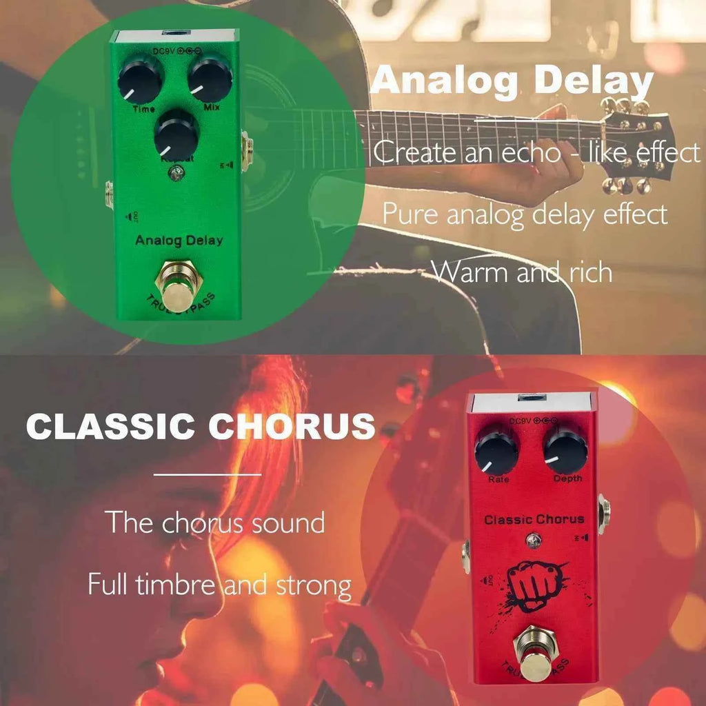 Electric Guitar Pedal Overdrive/ Distortion/Chorus/Delay/Tremolo Delay True Bypass, Durable Design for Versatile Tones