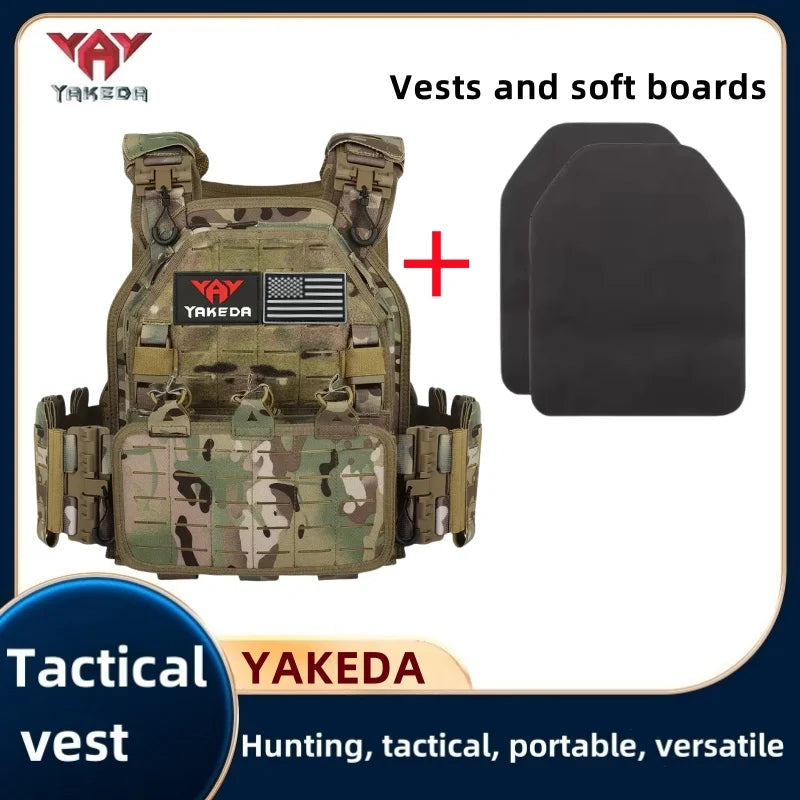 YAKEDA Tactical Vest 6094 Fast detachable light laser cut outdoor hunting black gear carry vest of high quality 1000D nylon