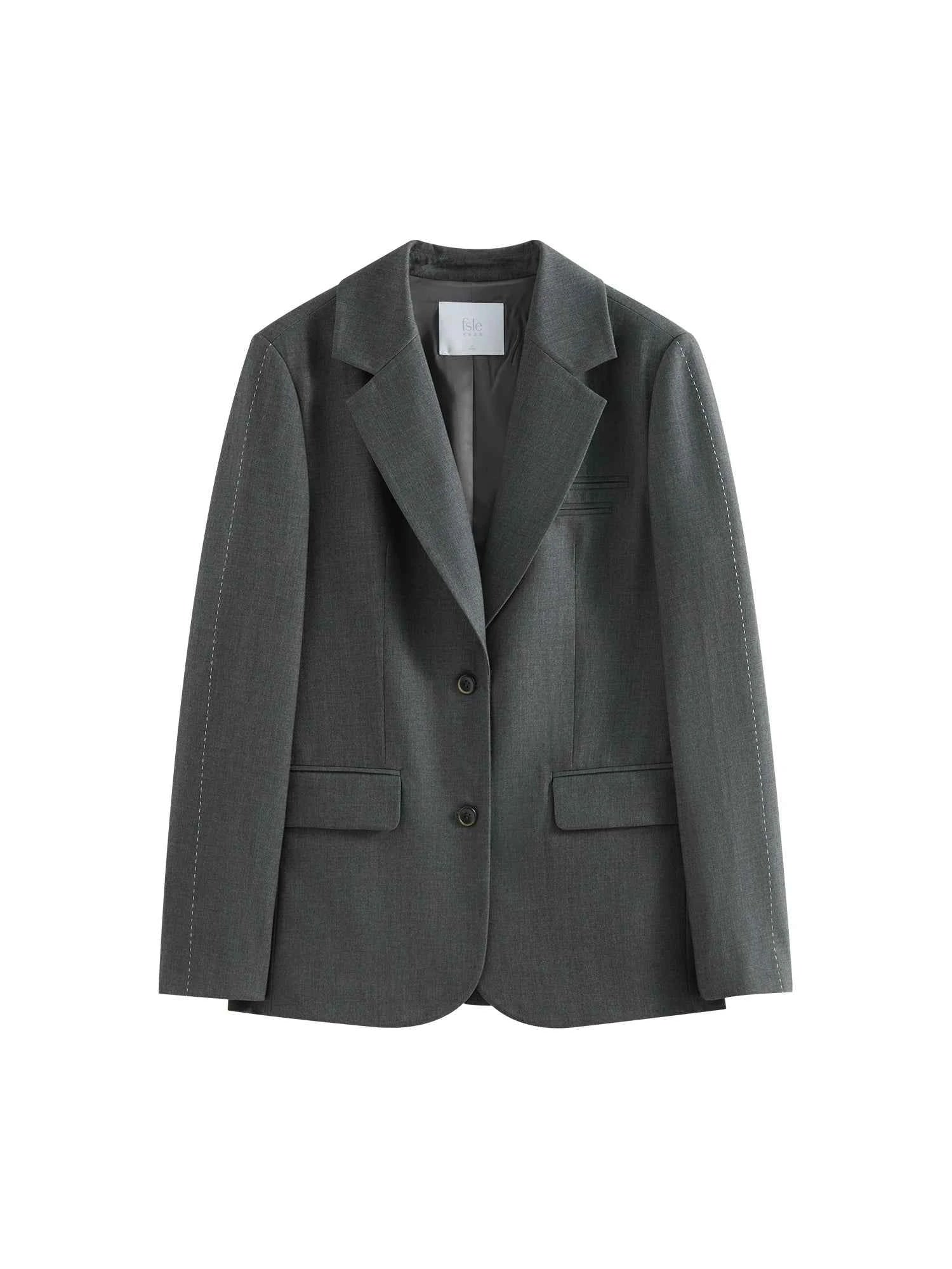 FSLE Pink Grey Elegant Style Casual Blazer Jacket for Women 2025 Spring New Design Versatile Streetwear Chic Outfits 25FS11224