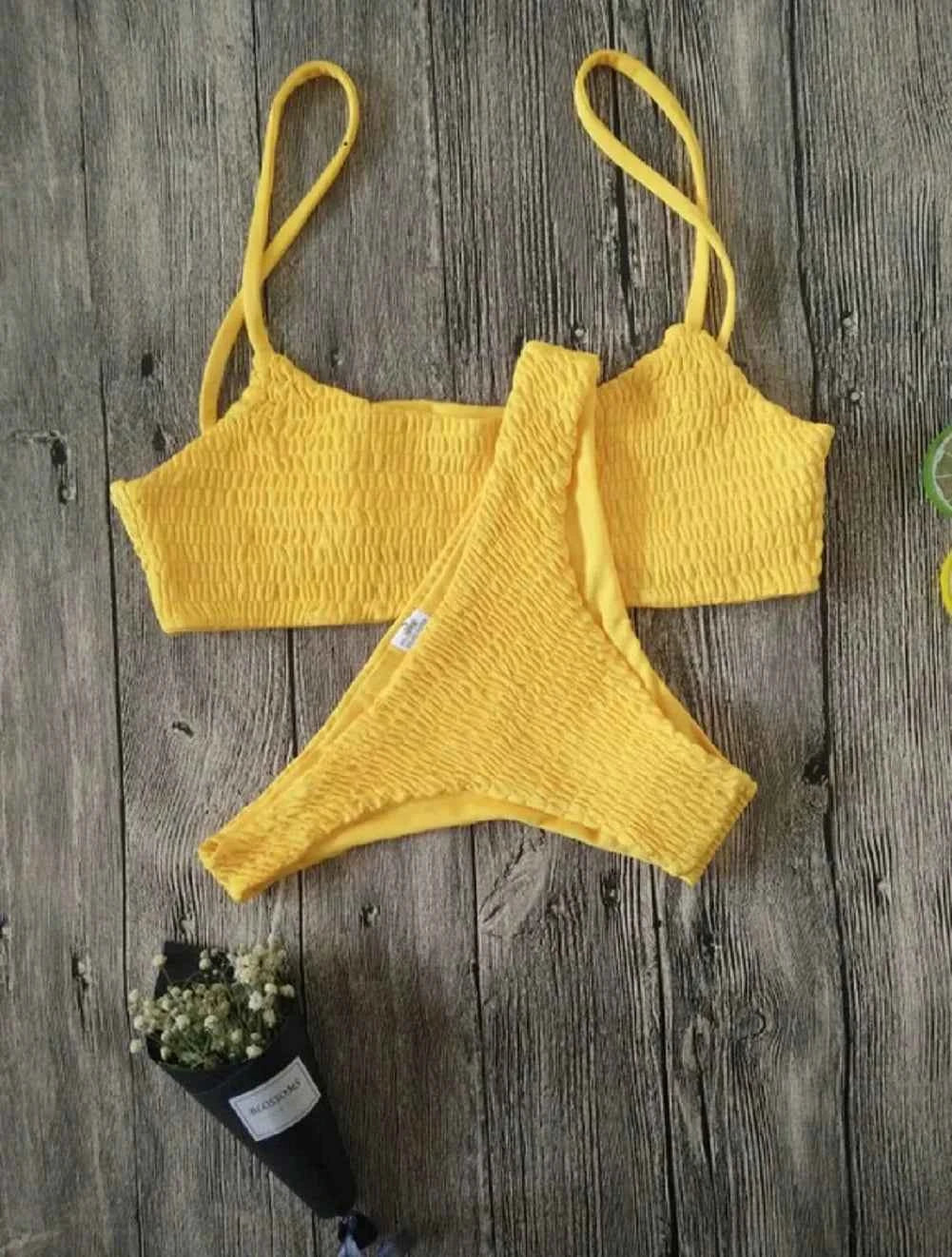 New Hot Sale Sexy Women Push-up Padded Bra Bikini Set Pleated Swimsuit Swimwear Swimming Beach Bathing Costume Bikini Set