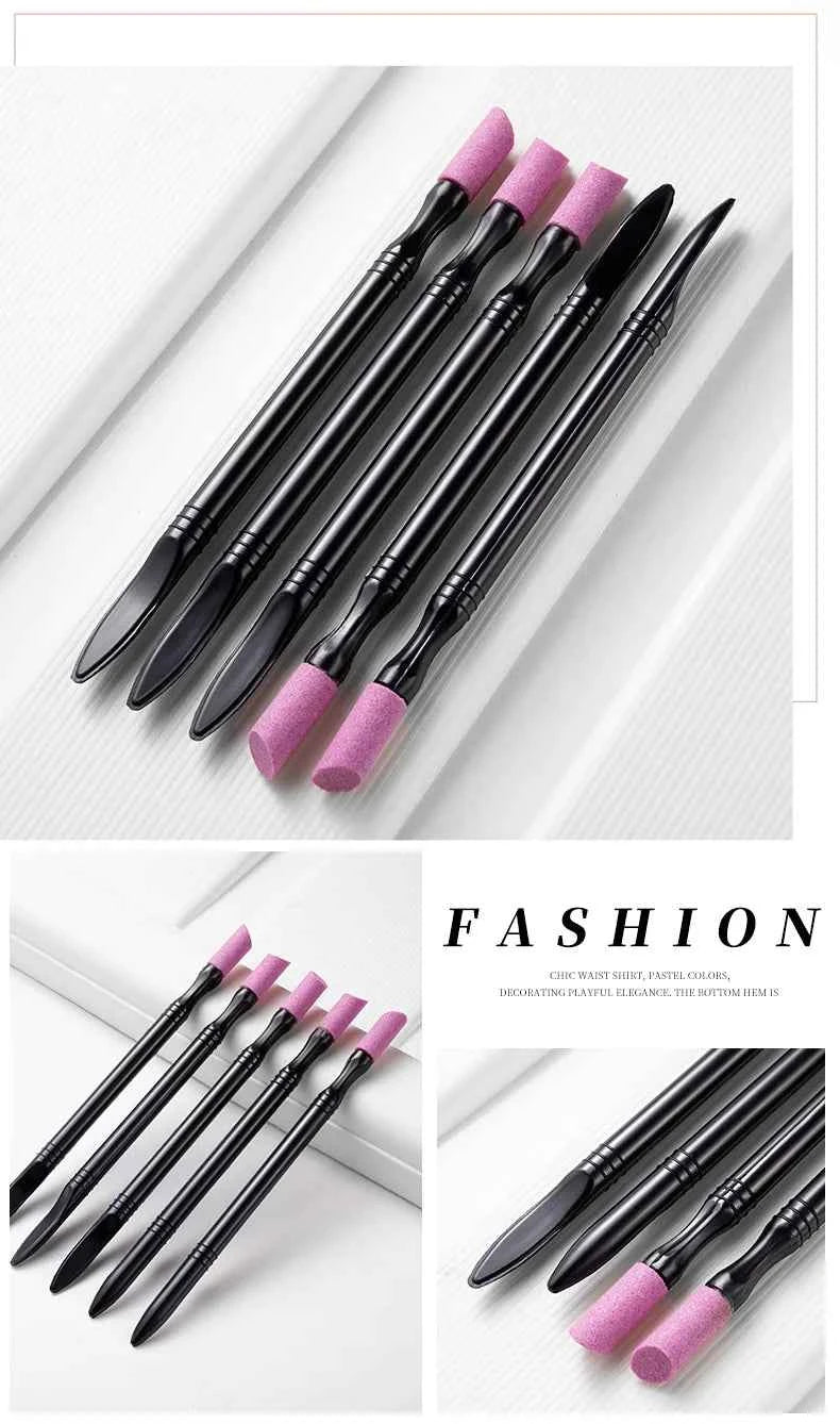1/5PCS Quartz Pen Nail  Cuticle Pushers Nail Polish Manicure Stick Nail Files Grinding Pen Dead Skin Remover for Natural Nail