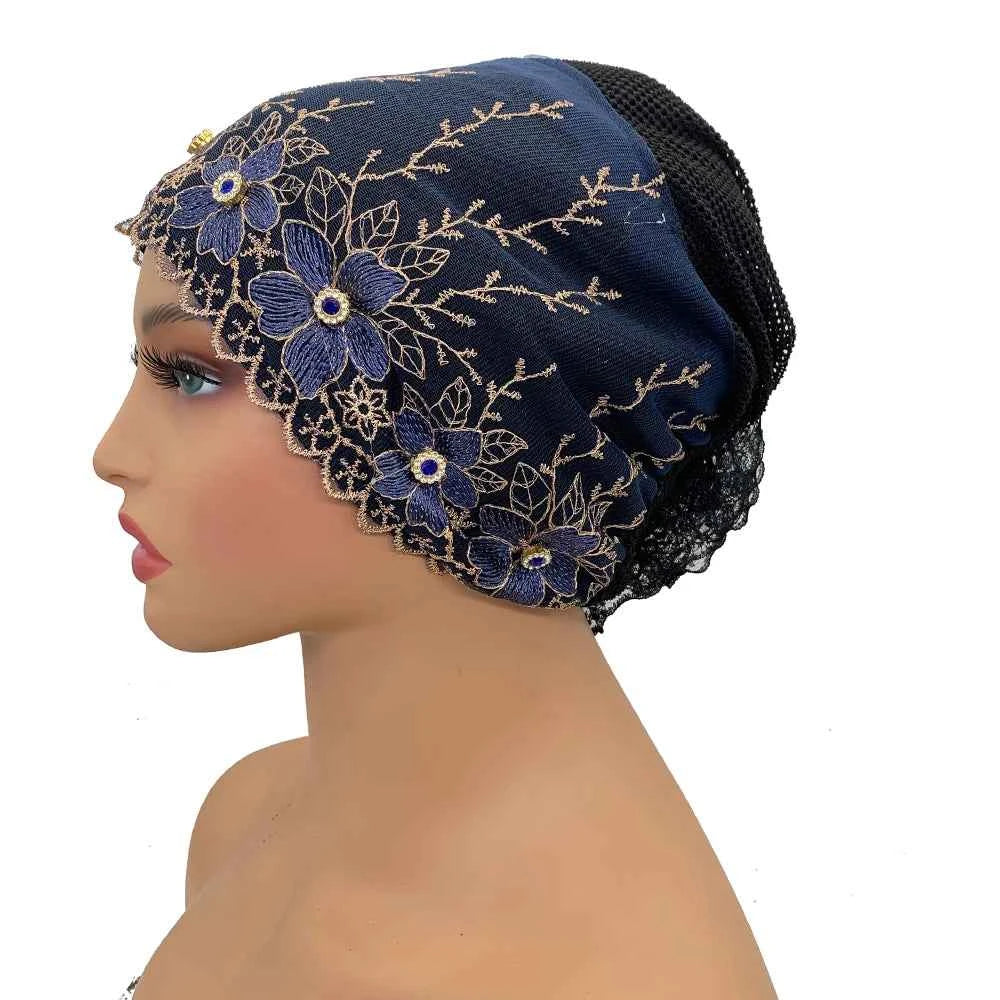 Rhinestone Embroidery Women Head Turban Muslim Female Hat Cancer Chemo Cap African Head Wraps Bonnet