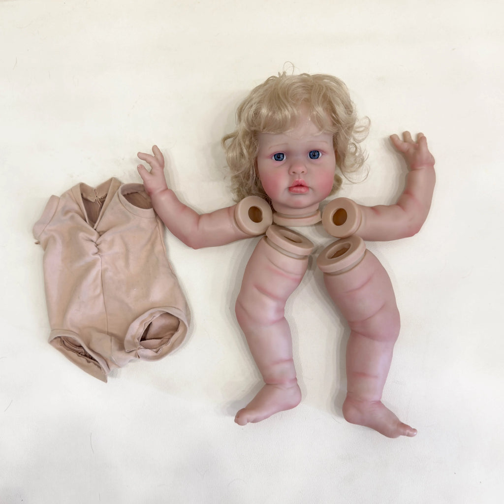 NPK 24'' Handmade High Quantity Unfinished Doll Parts with Hand Rooted Hair Ellie  Lifelike Reborn Doll Kit Painted Doll Kit