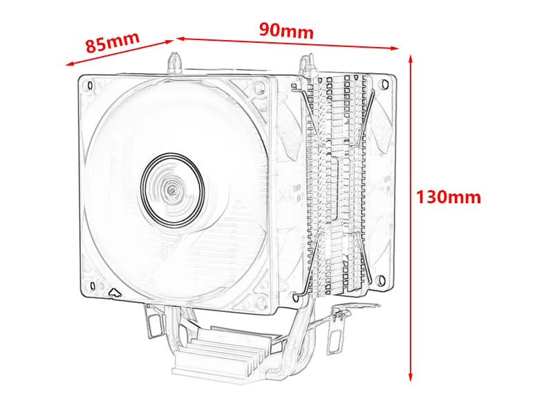 CPU Efficient Cooler Fan 90mm 4pin/PWM PC Tower Type Radiator 2/4/6 Heat Pipe Install LGA2011 X79 X99 115x 1200 1700 AMD AM3 AM4