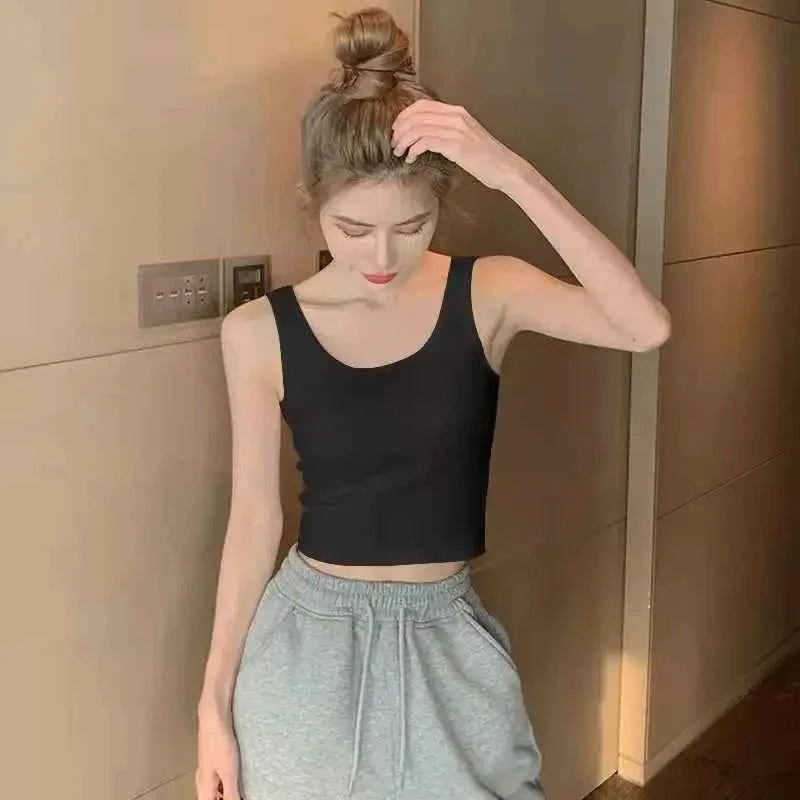Fashion Sexy Women Candy Colour Tanks Tops Short 100% Cotton Casual Camisole Tube Top Female Sleeveless Cropped Vest