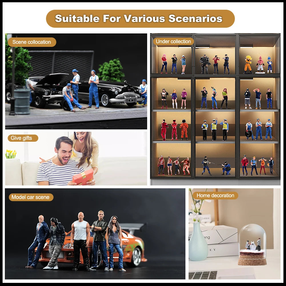 Painted Miniatures 1/64 1/43 1/87 Male Sitting on Bench Playing Guitar Scene Figure Dolls Unpainted Model For Cars Vehicles Toy
