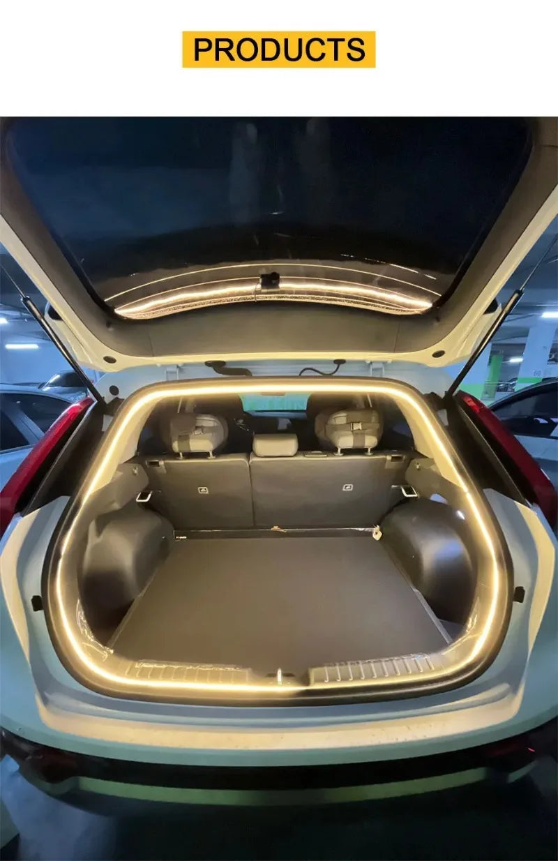 Car Trunk LED Strip Lights for The Interior Decoration of The Vehicle, Featuring Neon Lights and DIY Ambient Light Strips