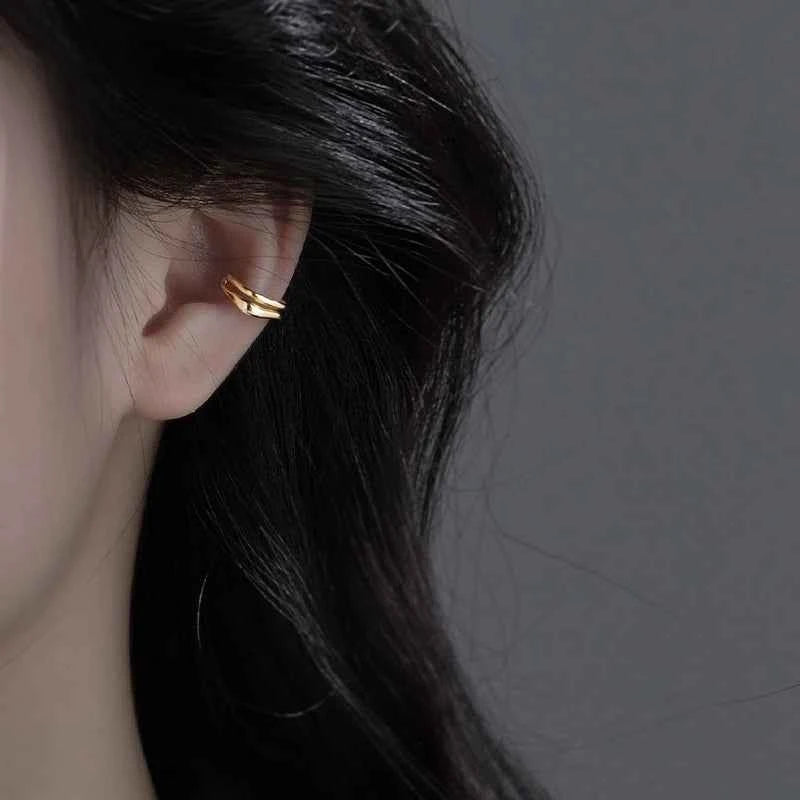 1Pc Ear Cuff Earrings Non-Piercing Double Layer Cuff Ear Clip Earring for Women Fake Cartilage Simple Y2K Jewelry 2026 New