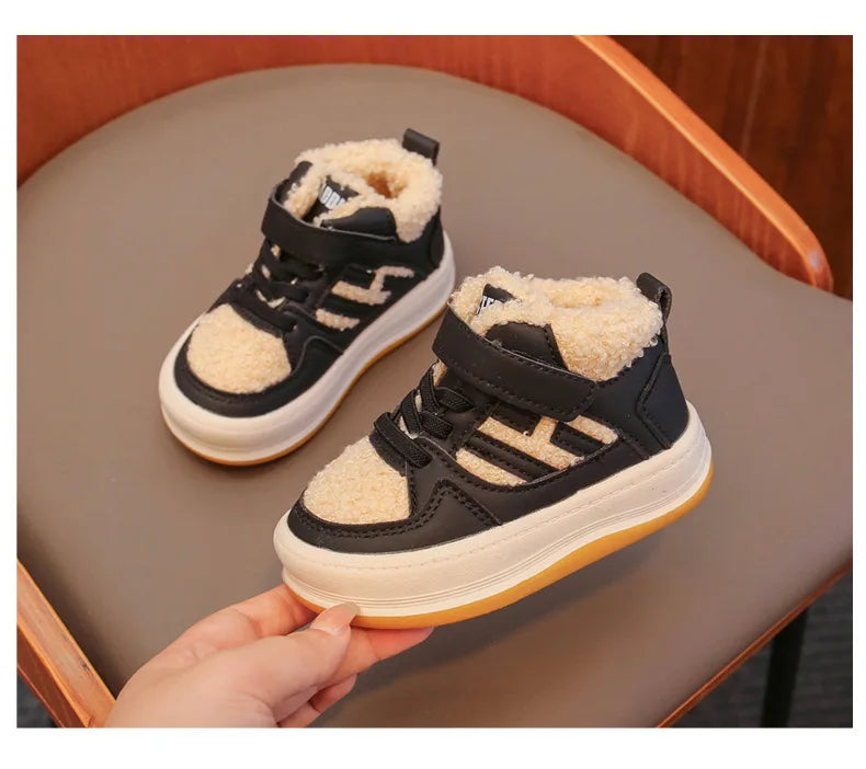 Girls Cotton Shoes Children Plush Thickened Anti-skid Shoes Boys Warm Sports Shoes Baby Soft Comfortable Winter Sneakers
