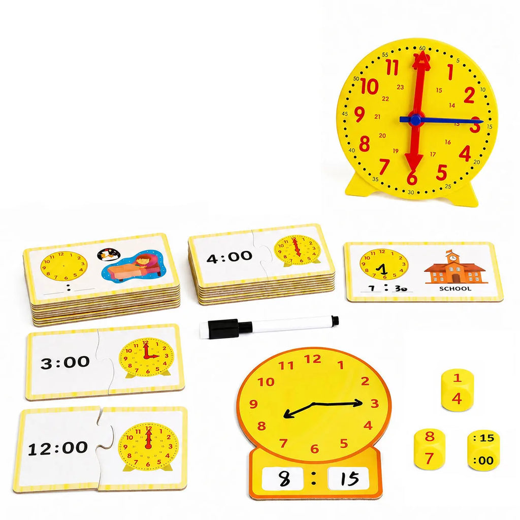 Kids Learning Clock Time Activity Set Teaching Clock for Students Classroom Telling Time Practice Toy Kids Educational Supplies